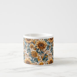 Dansande solrosor mönsterdesign espressomugg