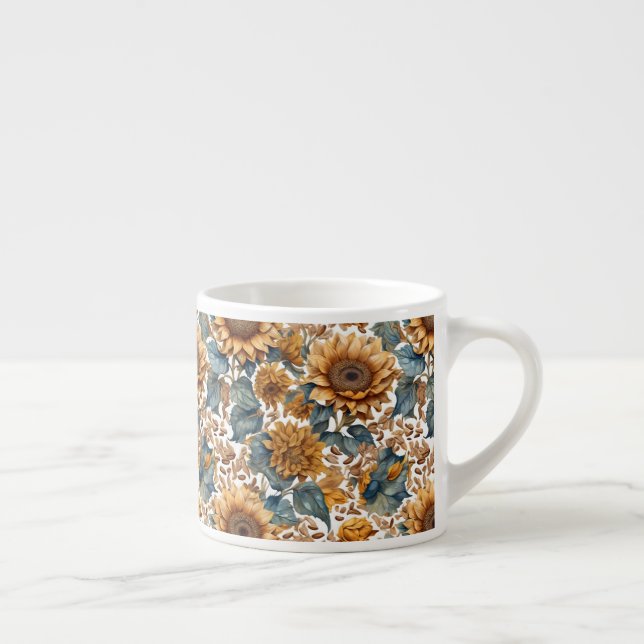 Dansande solrosor mönsterdesign espressomugg (Höger)