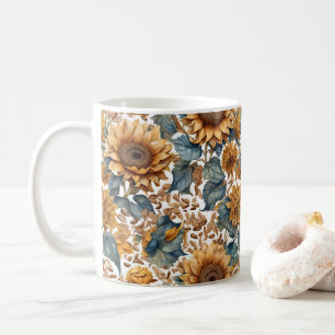 Dansande solrosor mönsterdesign kaffemugg