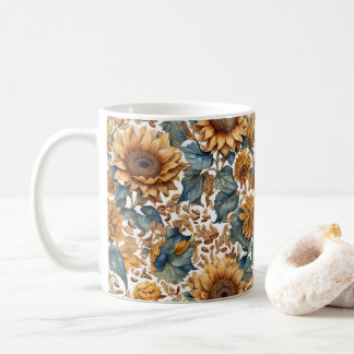 Dansande solrosor mönsterdesign kaffemugg