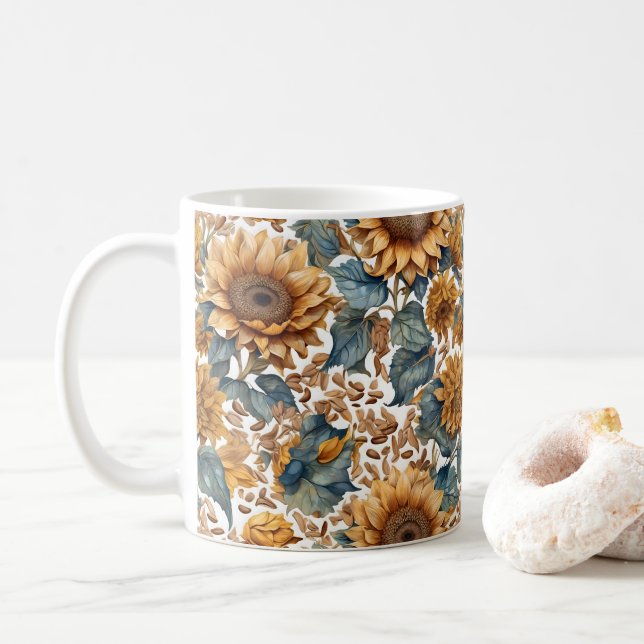 Dansande solrosor mönsterdesign kaffemugg (Med munk)