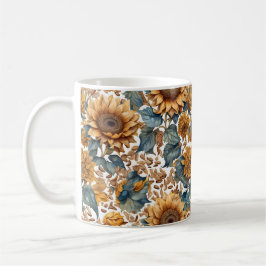 Dansande solrosor mönsterdesign kaffemugg