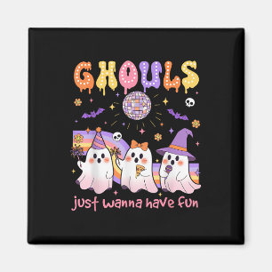 Dansande spök ghouls vill bara ha kul Halloween Magnet