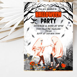 Dansande spökpar Halloween-fest Inbjudningar