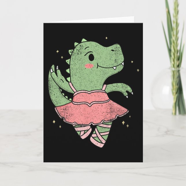 Dansande T-Rex Dinosaurie Llerina För Llet Dansare Kort (Framsida)