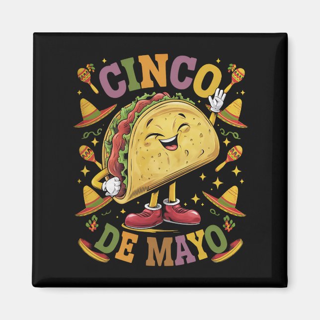 Dansande Taco Rolig Cinco De Mayo Fiesta Fest Magnet (Framsidan)