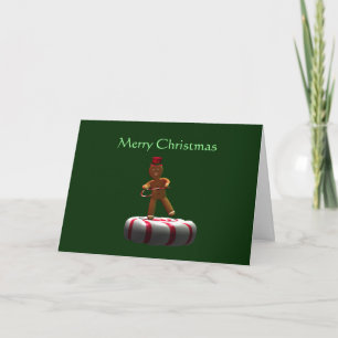 Dansande tecknad pepparkaksgubbe helgkort