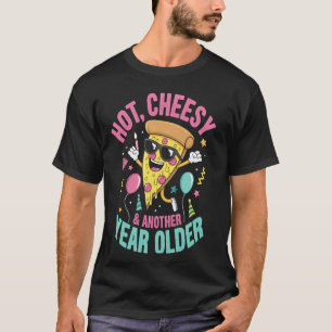 Dansande tecknad pizzskiva födelsedags konst t shirt