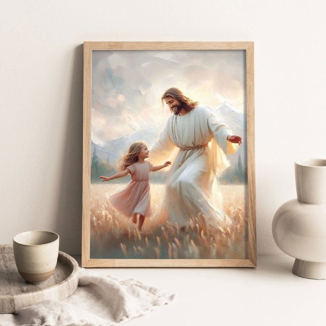 Dansande tro, kristen konst, Jesus och flicka dans Poster (Skapare uppladdad)