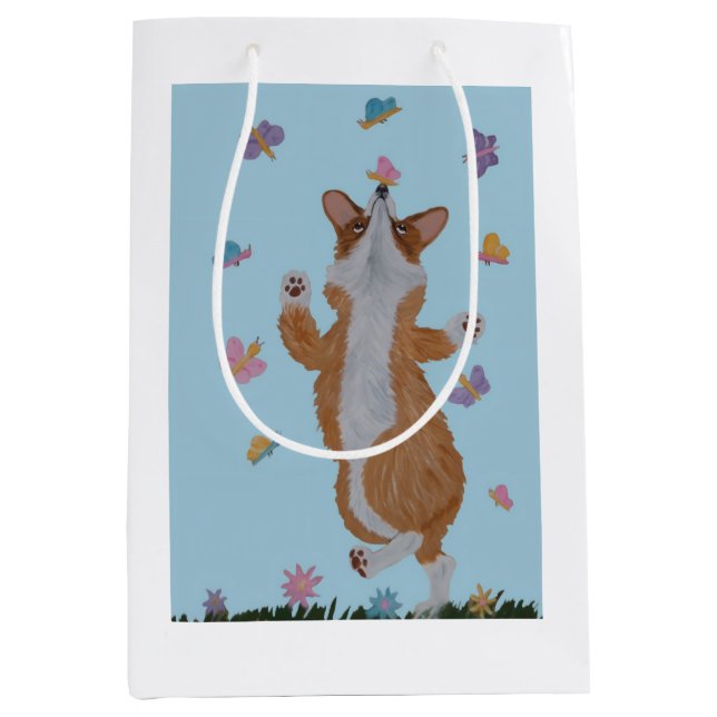 Dansande Welsh Corgi med fjärilar (Framsidan)