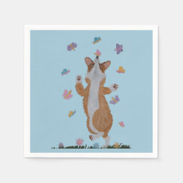 Dansande Welsh Corgi med fjärilar Pappersservett