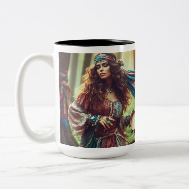 DANSANDE ZIGENARE Två-Tonad MUGG (Vänster)