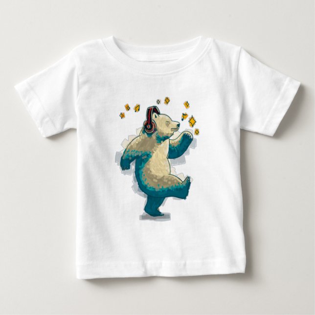 Dansar Bear med hörlurar T Shirt (Framsida)