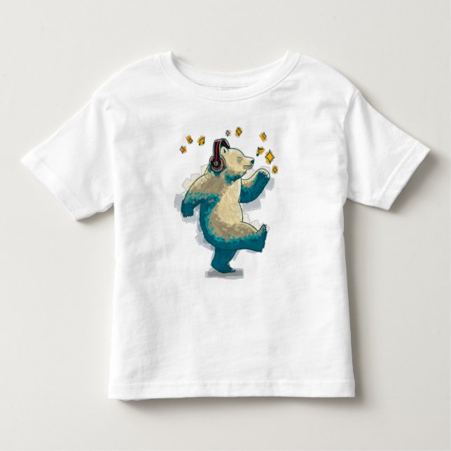 Dansar Bear med hörlurar T Shirt (Framsida)