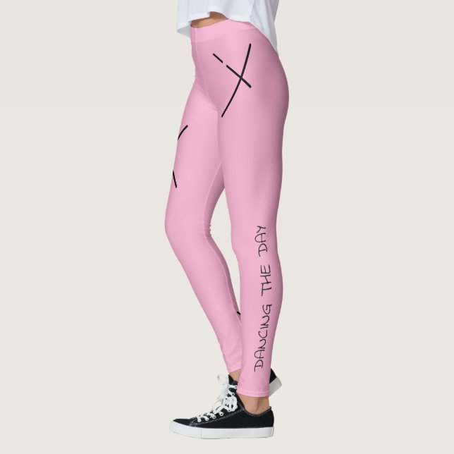 Dansar Dagen Mjuk Svart&Rosa Minimal X Konst Leggings (Vänster)