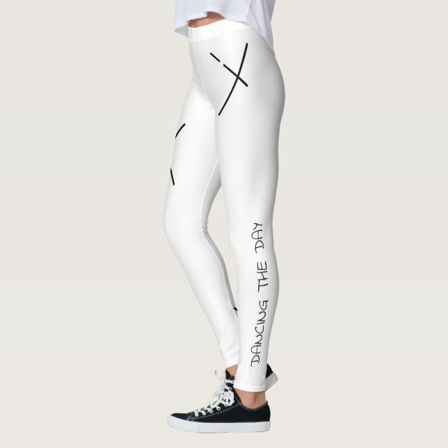Dansar Dagen Mjuk Svart&Vit Minimal X Konst Leggings (Vänster)