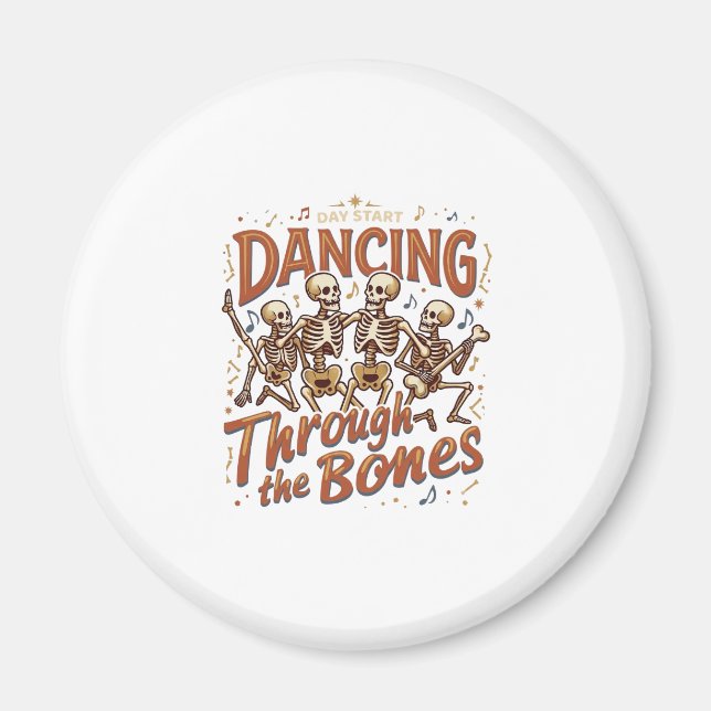 Dansar Genom Ben Halloween Skelett Musik Ce Magnet (Framsidan)
