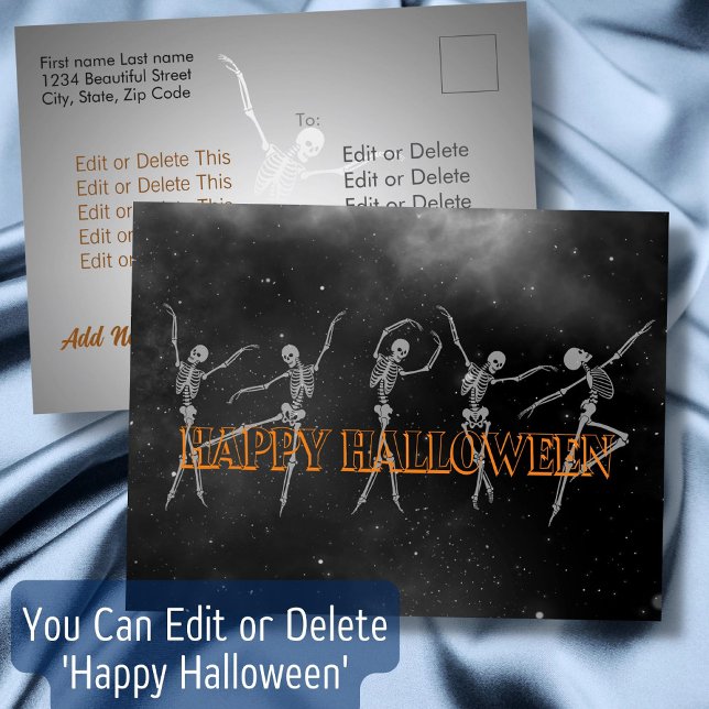 Dansar Happy halloween svartvitt Vykort (Skapare uppladdad)