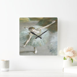 Dansar i Grönt av Edgar Degas Fyrkantig Klocka