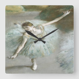 Dansar i Grönt av Edgar Degas Fyrkantig Klocka