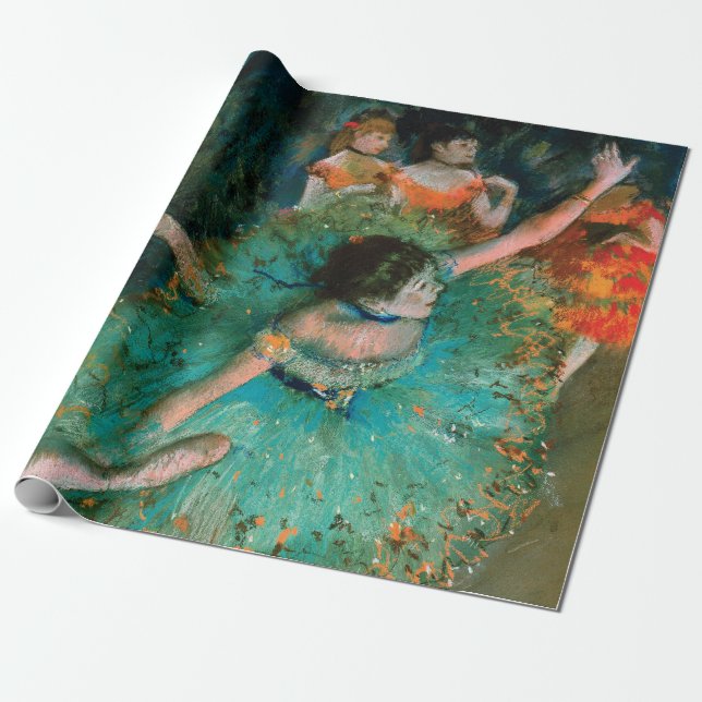 Dansar i Grönt av Edgar Degas    Presentpapper (Utrullad)