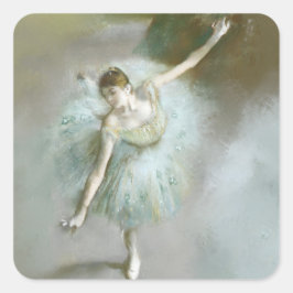 Dansar i Grönt Degas, Art Fyrkantigt Klistermärke