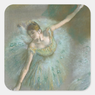 Dansar i Grönt Edgar Degas Fyrkantigt Klistermärke