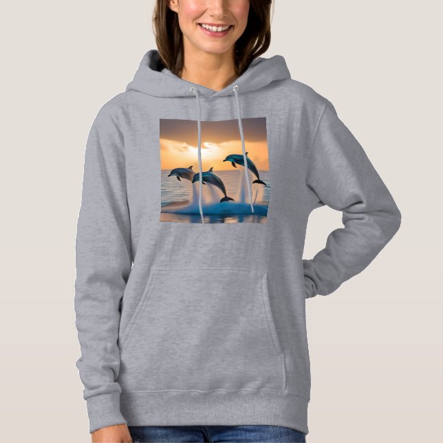Dansar i skymningen: Tre delfiner som hoppar  T Shirt (Framsida)