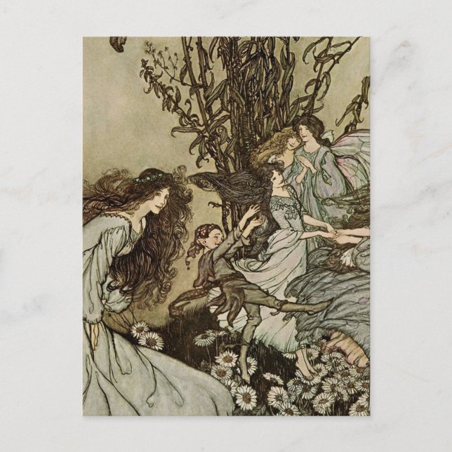 “Dansar med älvorna” av Arthur Rackham Vykort (Framsida)