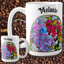 Dansar med blommor & fjärilar PV01 Kaffemugg