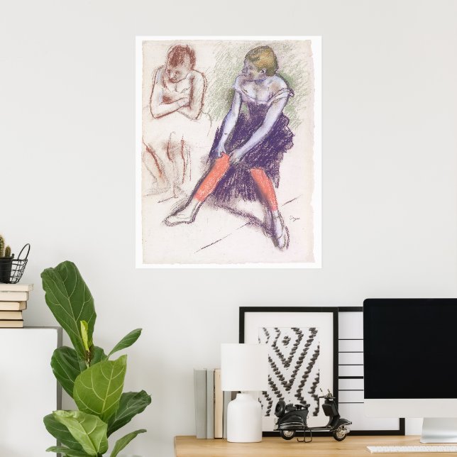 Dansar med röda lager av Edgar Degas Poster (Hemmakontoret)