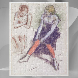 Dansar med röda lager av Edgar Degas Pussel