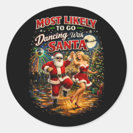 Dansar med tomte runt klistermärke