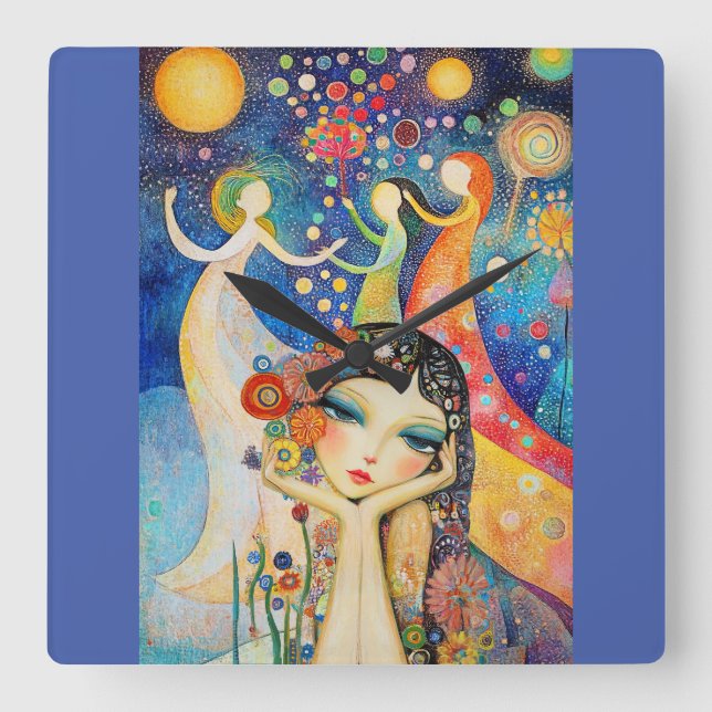 Dansar och dagdrömmar fyrkantig klocka (Framsida)