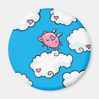 Dansar på moln under flygning gris magnet