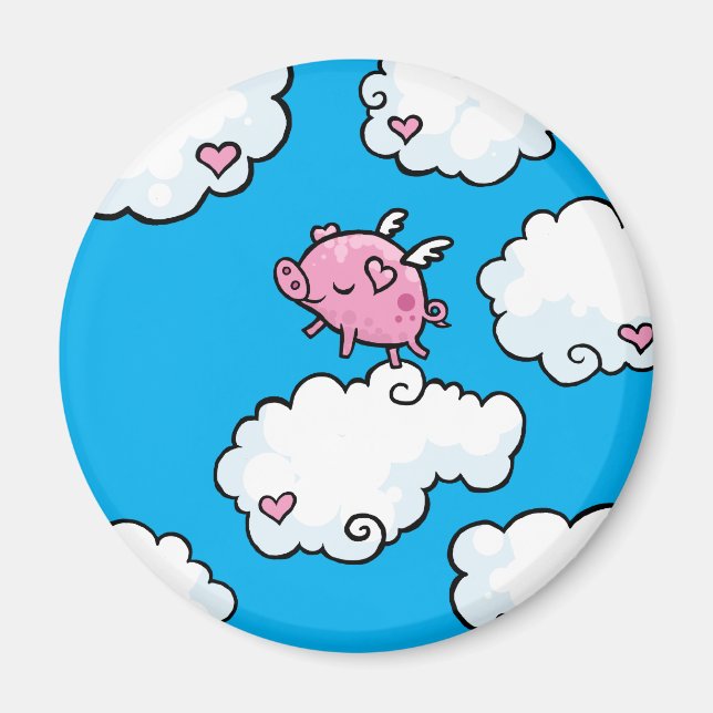 Dansar på moln under flygning gris magnet (Framsidan)