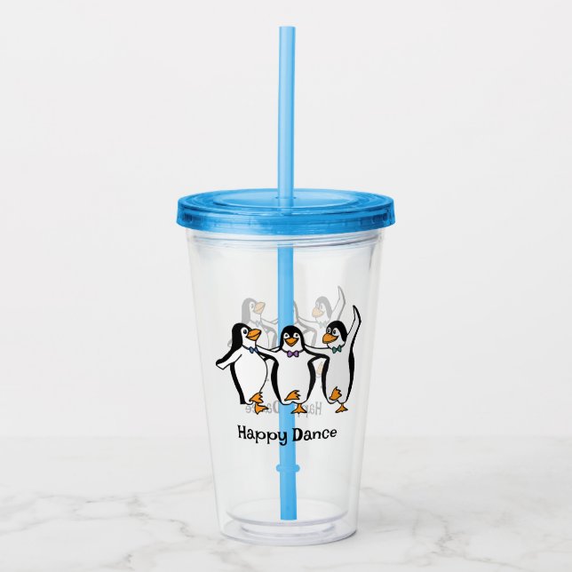 Dansar Penguins design Acrylic Tumbler Take Away Mugg (Framsida)