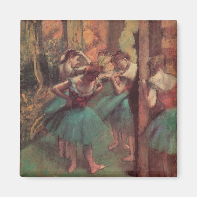 Dansar, Rosa och Grönt av Edgar Degas Magnet (Framsidan)