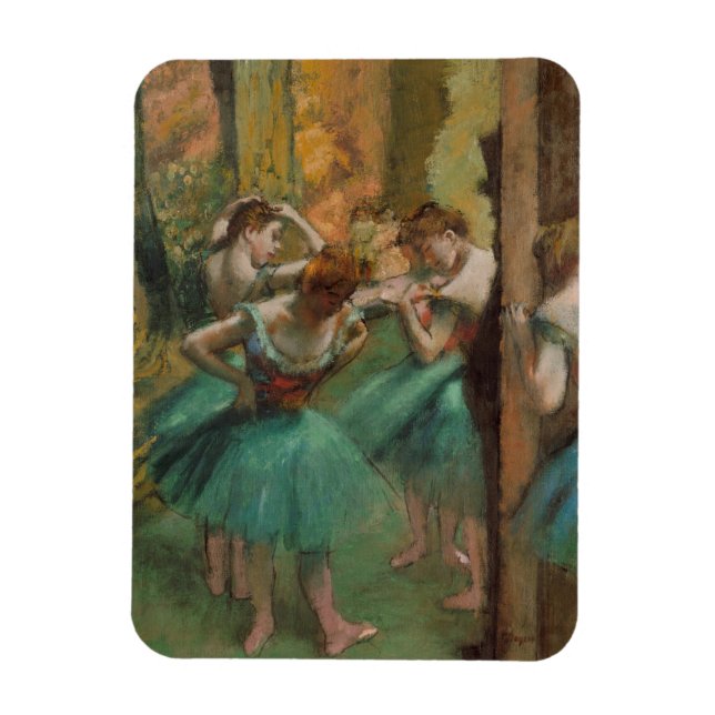 Dansar, Rosa och Grönt Edgar Degas Magnet (Vertikal)