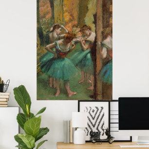 Dansar, Rosa och Grönt Edgar Degas Poster