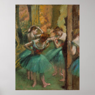 Dansar, Rosa och Grönt Edgar Degas Poster