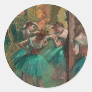 Dansar, Rosa och Grönt Edgar Degas Runt Klistermärke