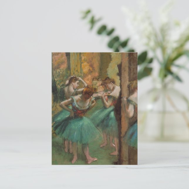 Dansar, Rosa och Grönt Edgar Degas Vykort (Stående Fram)