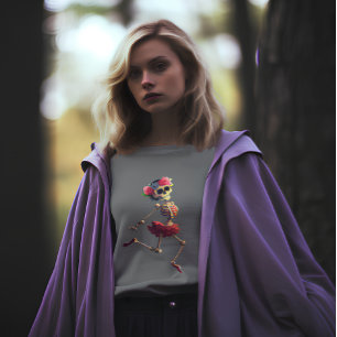 Dansar Skeleton Blommigt Utandning T Shirt