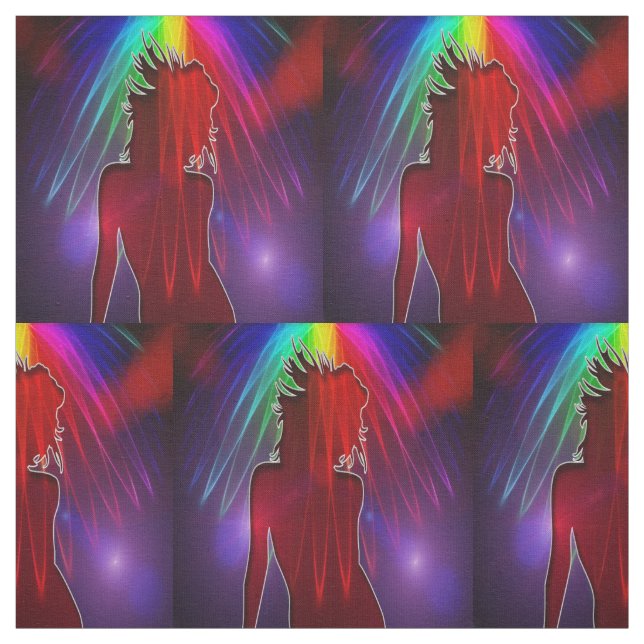 Dansar under Neon Rainbow Light Shower Fabric Tyg (Provkarta)