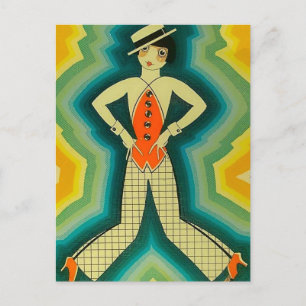 “Dansare” Art Deco-omslag av Jose Carlos Vykort