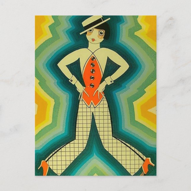 “Dansare” Art Deco-omslag av Jose Carlos Vykort (Framsida)
