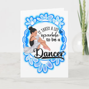 Dansare Glitter Grattis Blommig Blå Kort