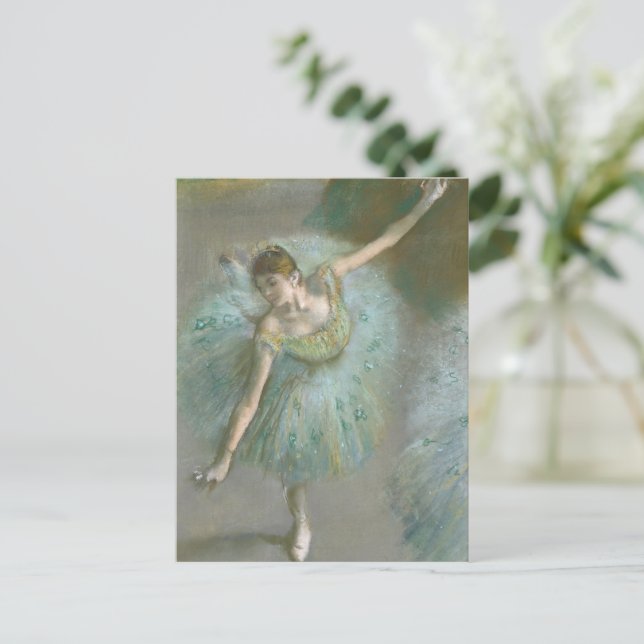 Dansare i grön Edgar Degas Vykort (Stående Fram)