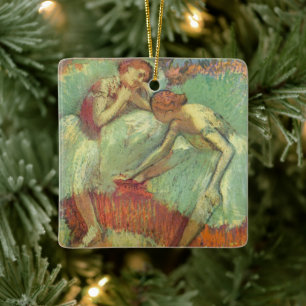 Dansare i grönt av Edgar Degas, Vintage Ballet Julgransprydnad Keramik